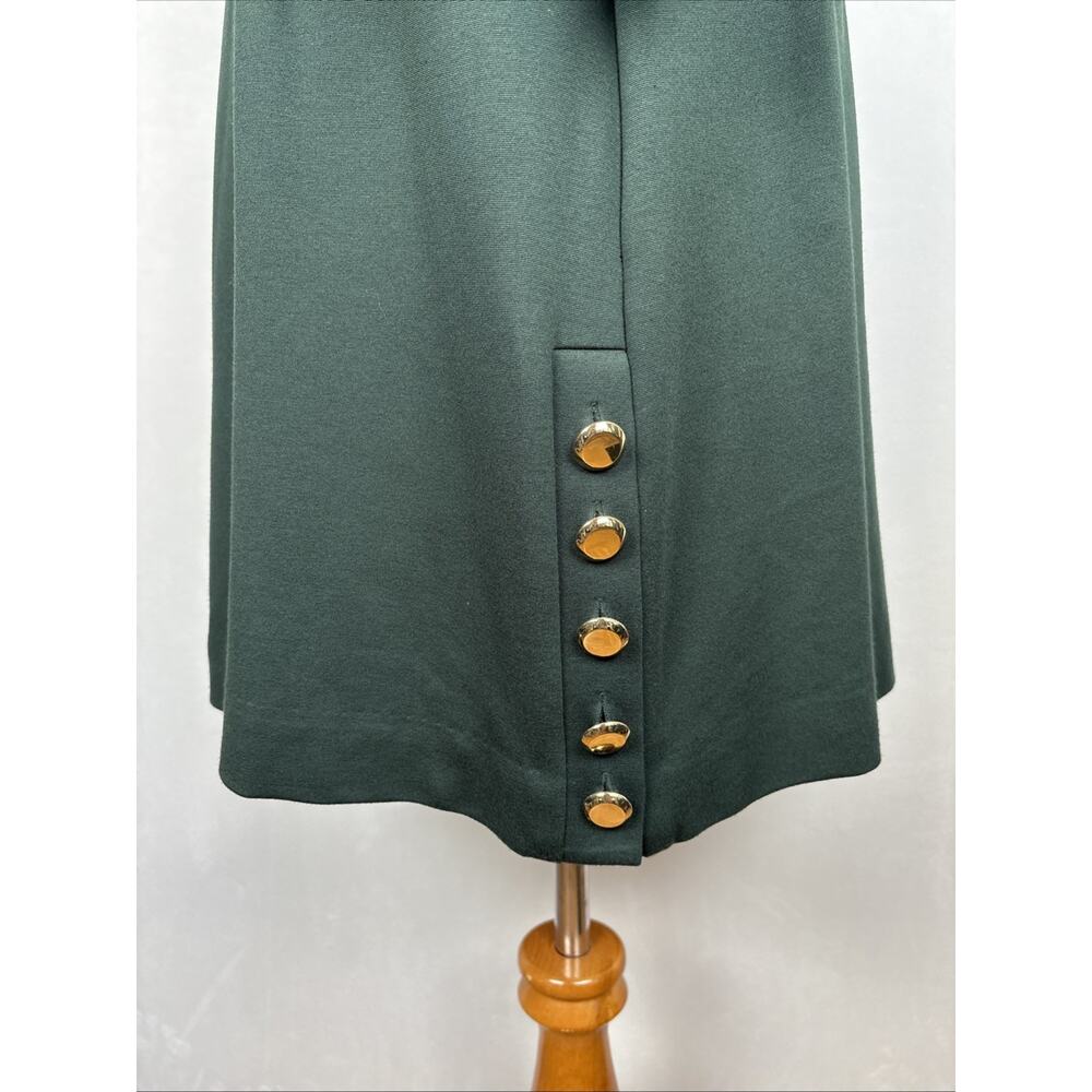 Trina Turk Ponte Knit Sheath Dress Gold Tone Buttons Women's 8 Green Officewear - Picture 4 of 9